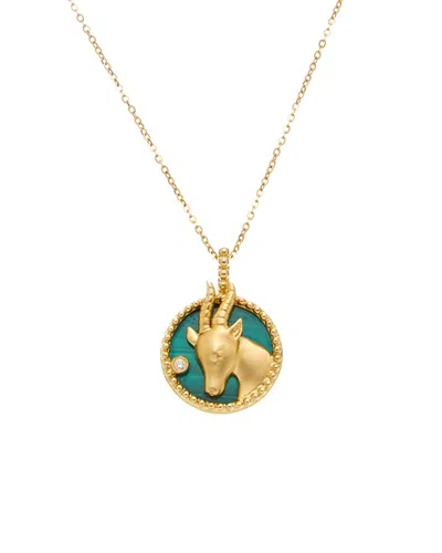 Maitre De Diamant 18k 3.11 Ct. Tw. Diamond & Malachite Necklace