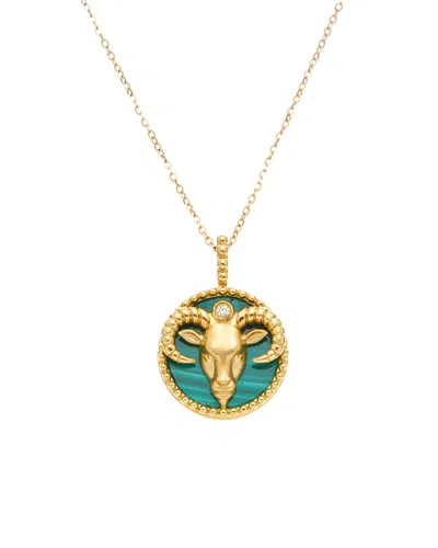 Maitre De Diamant 18k 3.17 Ct. Tw. Diamond & Malachite Necklace
