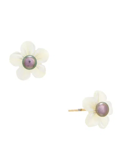 Maitre De Diamant 18k 3-4mm Pearl Earring In White