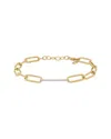 Maitre De Diamant 18k Hammered Link Diamond Dust Bar Bracelet In Gold