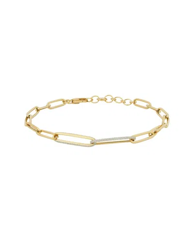 Maitre De Diamant 18k Textured Link Diamond Dust Bar Bracelet In Gold