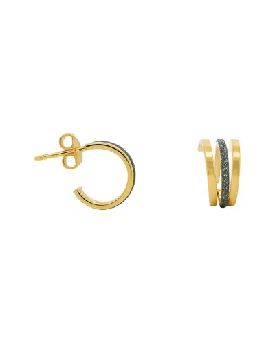 Maitre De Diamant 18k Triple Curve Stardust Hoop Earrings In Gold