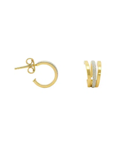 Maitre De Diamant 18k Triple Curve Stardust Hoop Earrings In Gold