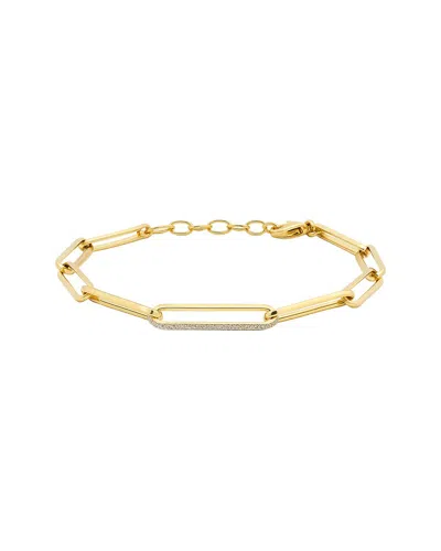 Maitre De Diamant Diamond-dusted Paperclip Bracelet In Gold