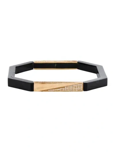 Pre-owned Maiyet 18k Horn & Diamond Octagonal Bangle, 7.75" In Black