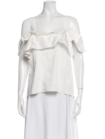 Pre-owned Maiyet Floral Print Off-the-shoulder Blouse In White