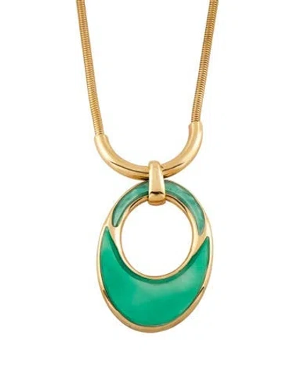 Pre-owned Maiyet Mother Of Pearl Pendant Necklace, 34" In Green
