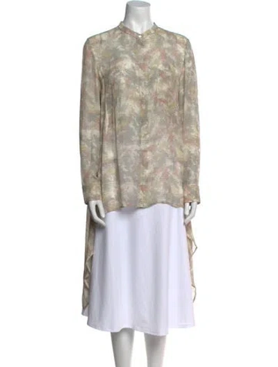 Pre-owned Maiyet Silk Floral Print Tunic In Neutral