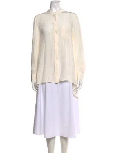 Pre-owned Maiyet Silk Long Sleeve Blouse In Neutral