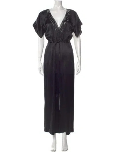 Pre-owned Maiyet Silk V-neck Jumpsuit In Black
