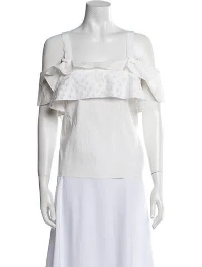 Pre-owned Maiyet Square Neckline Short Sleeve Blouse In White