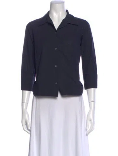 Pre-owned Maiyet Three-quarter Sleeve Button-up Top In Blue