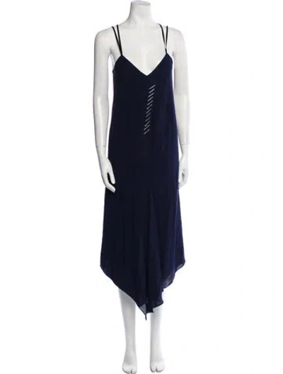 Pre-owned Maiyet V-neck Long Dress In Blue