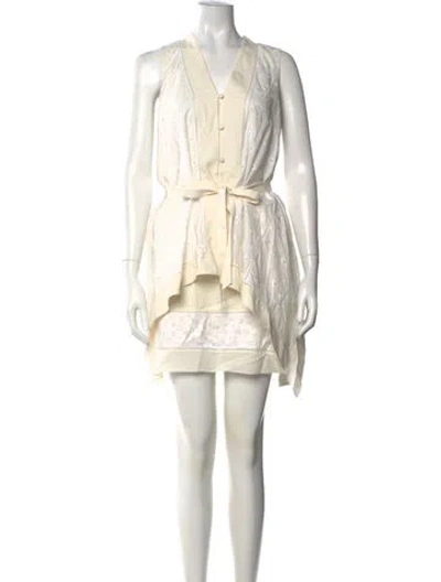 Pre-owned Maiyet V-neck Mini Dress In Neutrals