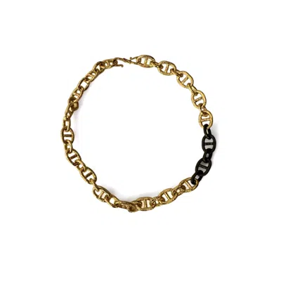 Majalis Jewelry Men's Black Gold Bronze Necklace