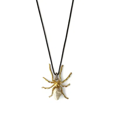 Majalis Jewelry Men's Pearly Spider Gold Necklace