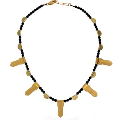 Majalis Jewelry Women's Black / Gold Brass Gold Choker Necklace In Multi