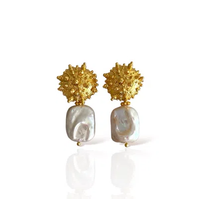 Majalis Jewelry Women's Sandy Pearl Gold Plated Earring