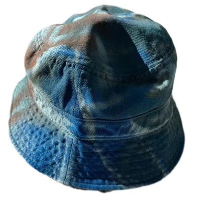 Majder Women's Blue Hand Painted Bucket Hat In Multi