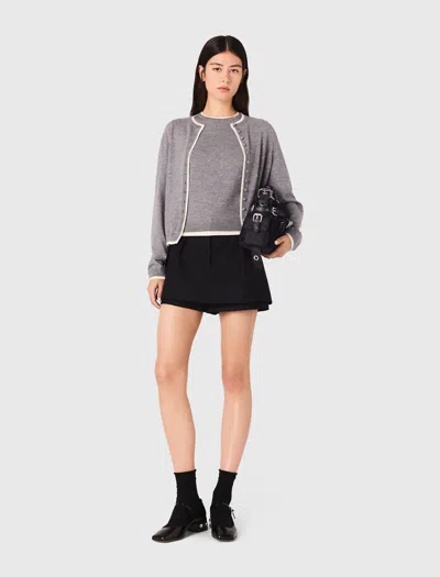 Maje 100% Wool Cardigan With Rhinestones