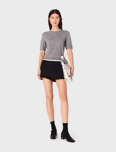 Maje 100% Wool Jumper With Rhinestones In Gray