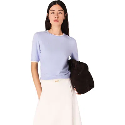 MAJE MAJE 100% WOOL SHORT-SLEEVE SWEATER