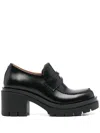 Maje Womens  Clover-embellished Slip-on Heeled Leather Loafers In Black