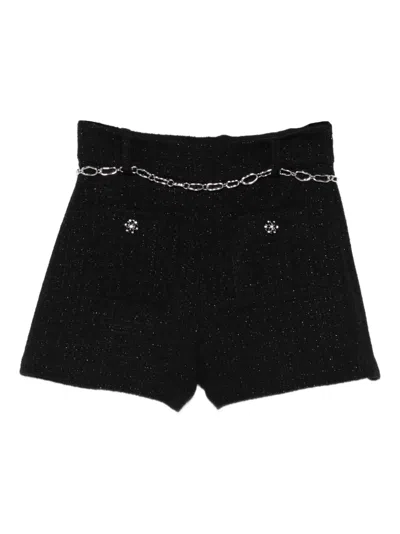 Maje Chain-belted Short Shorts In Black