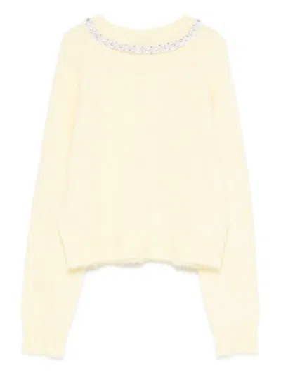 Maje Embellished Crew-neck Sweater In Neutral