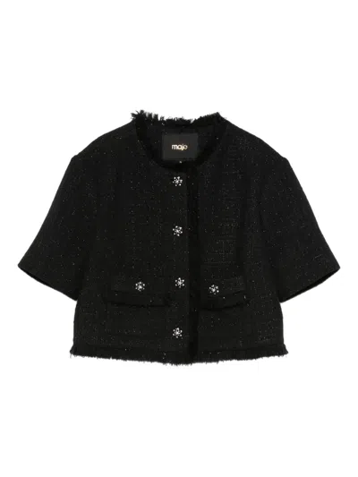 Maje Fringed-embellished Jacket In Black