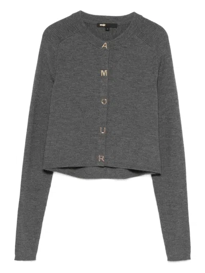 Maje Button Cardigan In Gray