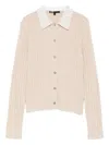 Maje Womens Beige Beaded Removable-collar Stretch Wool-blend Cardigan In Neutral