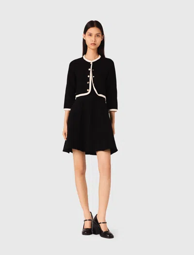 Maje 2-in-1 Velvet-effect Dress In Black