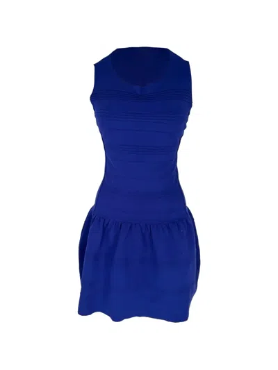 Pre-owned Maje 2010-2020s Madison Pintuck Dress In Blue