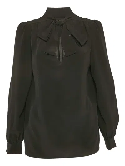 Pre-owned Maje 2024 Bow-neckline Blouse In Black