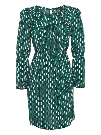 Pre-owned Maje 2024  Puff-sleeve Geometric-print Dress
