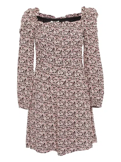 Pre-owned Maje 2024  Puff-sleeves Floral Mini Dress In Black