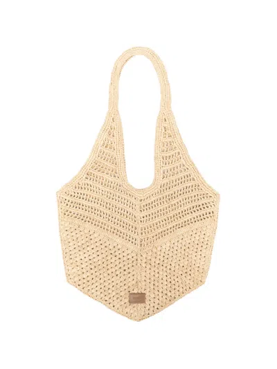 Maje 226 Stephan Crocheted Shoulderbag In Neutral
