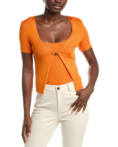 Maje 2-in-1 Clasp Front Sweater In Orange