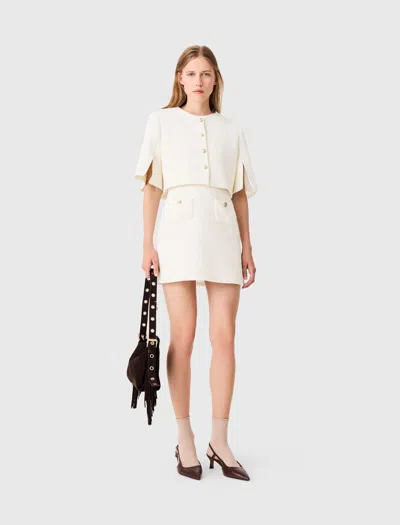 Maje 2-in-1 Tweed Dress In Ecru