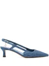 Maje Slingback Pump In Rhinestone Denim In Blue