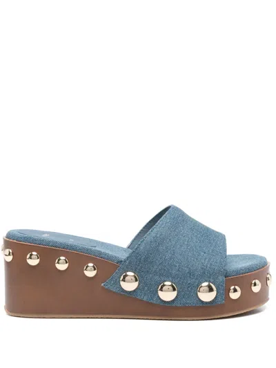 Maje 65mm Denim Sandals In Blue