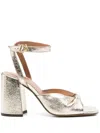 Maje Metallic Leather Sandals With Heels In Gold