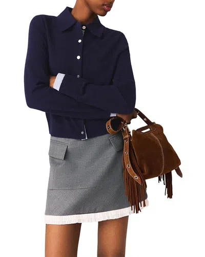 Maje A-line Poplin Skirt With Band In Gray