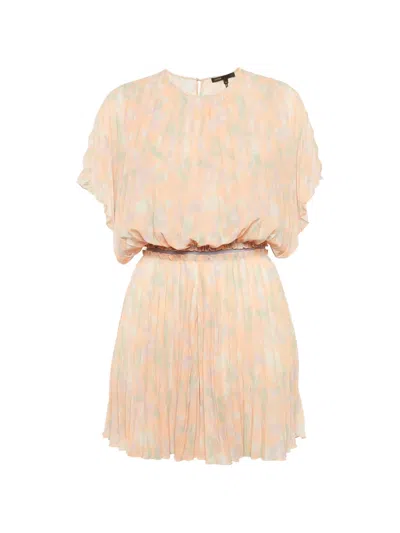Pre-owned Maje Abstract-print Chiffon Playsuit In Pink