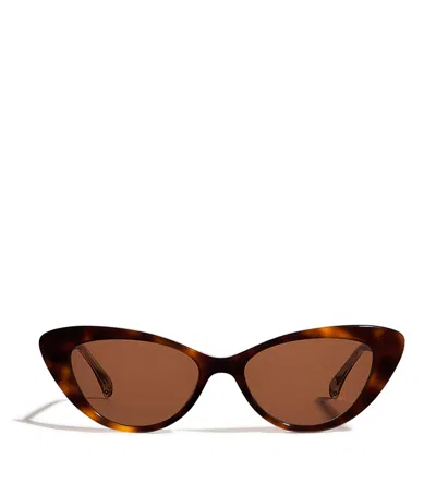 Maje Acetate Cat Eye Sunglasses In Brown