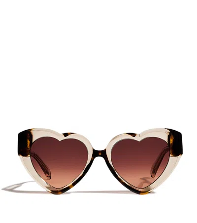 Maje Acetate Heart Sunglasses In Sand