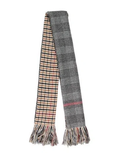 Pre-owned Maje Acrylic Houndstooth Print Scarf In Black