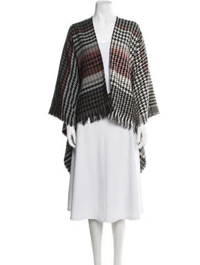 Pre-owned Maje Acrylic Houndstooth Print Shawl In Black