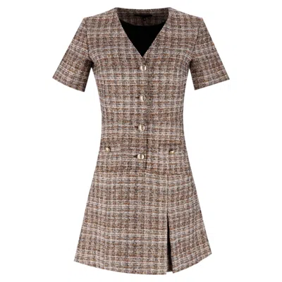 Pre-owned Maje A-line Tweed Mini Dress In Gray